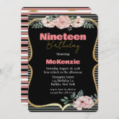 ブラックパンク牡丹金ゴールドガール19thバースデーパーティー 招待状 (正面/裏面)