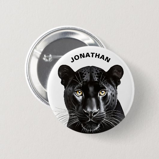 ブラックパンサークール動物パーソナライズされた名 缶バッジ (正面&裏面)