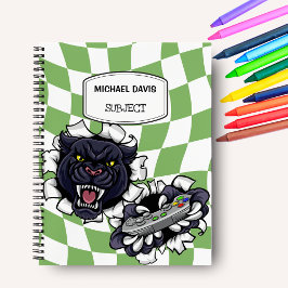 ブラックパンサーゲーマーがビデオゲームコントローラを持っている ノートブック