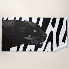 ブラックパンサーバイトシ吉田木造ウォールアート ビーチタオル