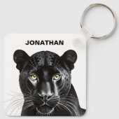 ブラックパンサー野生パーソナライズされた動物名 キーホルダー (裏面)