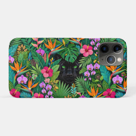 ブラックパンサー ジャングルの花と熱帯の葉 iPhone 11 PROケース