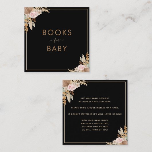 ブラックパンパスグラス乾燥パームの赤ちゃんシャワー用ブック スクエア名刺 (正面/裏面)