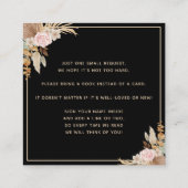 ブラックパンパスグラス乾燥パームの赤ちゃんシャワー用ブック スクエア名刺 (裏面)