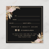 ブラックパンパスグラス ドライパーム フローラル ビューティー サロン スクエア名刺 (裏面)