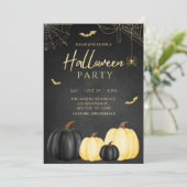 ブラックパンプキンアダルトハローウィンパーティ招待状 招待状 (スタンド正面)