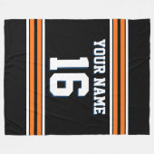 ブラックパンプキンオレンジホワイトスポーツジャージー フリースブランケット (正面(横))