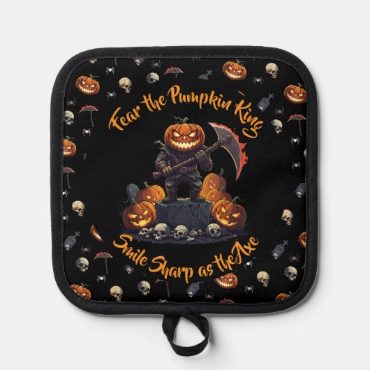🖤ブラックパンプキンキングオーブンミットセット🎃 鍋敷き (正面)