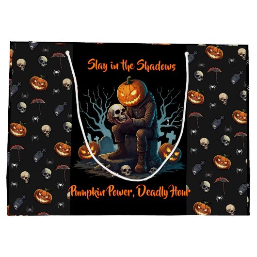 🖤ブラックパンプキンキングハロウィーン抱き枕🎃 ラージペーパーバッグ (裏面)