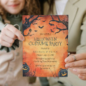 ブラックパンプキンスオレンジハロウィンコスチュームパーティー 招待状
