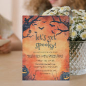 ブラックパンプキンスオレンジハロウィンバースデーパーティー 招待状