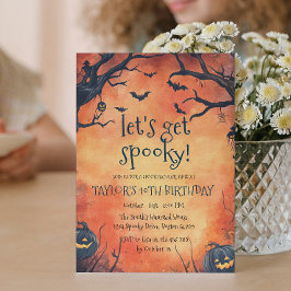 ブラックパンプキンスオレンジハロウィンバースデーパーティー 招待状