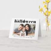 ブラックパンプキンレトロタイポグラフィハッピーハローウィン カード (黄色い花)