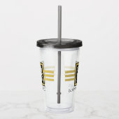 ブラックパーソナライズされたおよび金ゴールドグリッター氷スケートで滑る アクリルタンブラー (右)