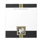 ブラックパーソナライズされたおよび金ゴールドグリッター氷スケートで滑る ノートパッド (正面)