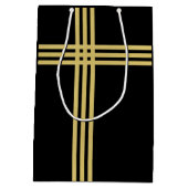 ブラックパーソナライズされたおよび金ゴールドグリッター氷スケートで滑る ミディアムペーパーバッグ (裏面)