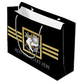 ブラックパーソナライズされたおよび金ゴールドグリッター氷スケートで滑る ラージペーパーバッグ (正面アングル)