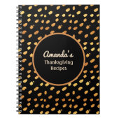 ブラックパーソナライズされたと金ゴールドモノグラム雑誌 ノートブック (正面)