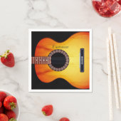 ブラックパーソナライズされたアコースティックギター2 スタンダードカクテルナプキン (インサイチュ)