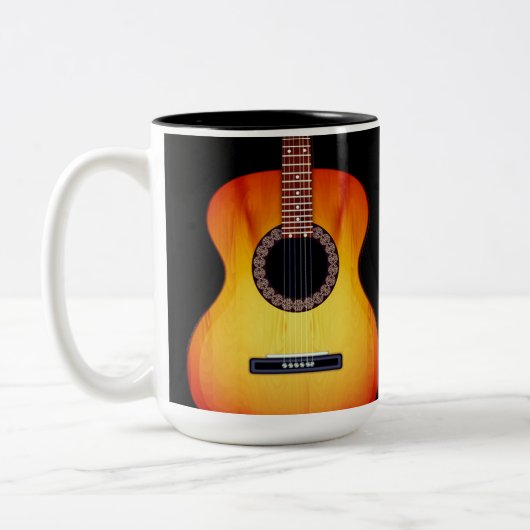 ブラックパーソナライズされたアコースティックギター ツートーンマグカップ (左)