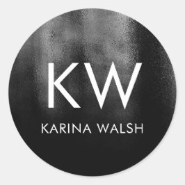 ブラックパーソナライズされたイニシャルモノグラム ラウンドシール