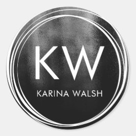 ブラックパーソナライズされたイニシャルモノグラム ラウンドシール