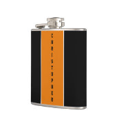 ブラックパーソナライズされたオレンジストライプフラスコ フラスク (左)