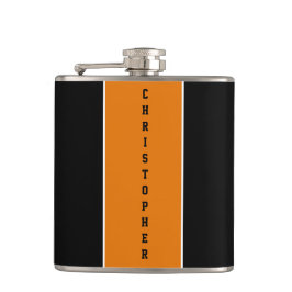 ブラックパーソナライズされたオレンジストライプフラスコ フラスク