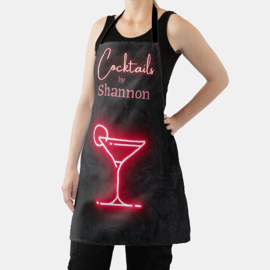 ブラックパーソナライズされたカクテルパーティーバードリンク エプロン (インサイチュ)