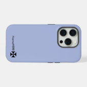 ブラックパーソナライズされたクロスパティArt、キャスパーブルー iPhoneケース (裏面横)