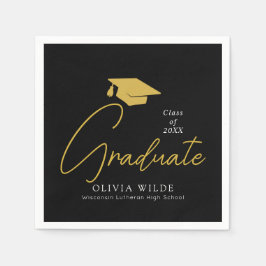 ブラックパーソナライズされたグラッドペーパーナプキン – パーティー準備完了 スタンダードカクテルナプキン