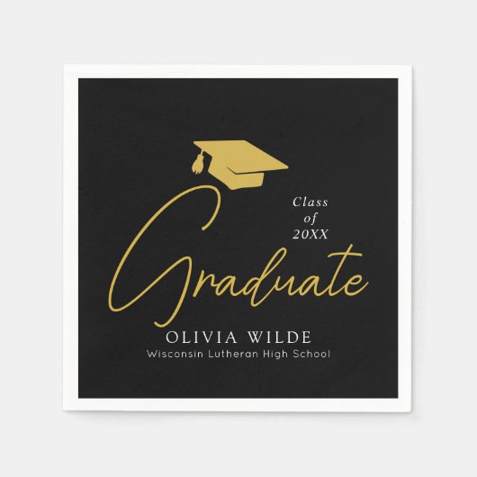 ブラックパーソナライズされたグラッドペーパーナプキン – パーティー準備完了 スタンダードカクテルナプキン (正面)