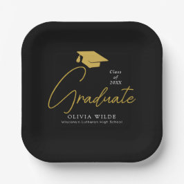 ブラックパーソナライズされたグラードプレート-パーティー準備完了 ペーパープレート