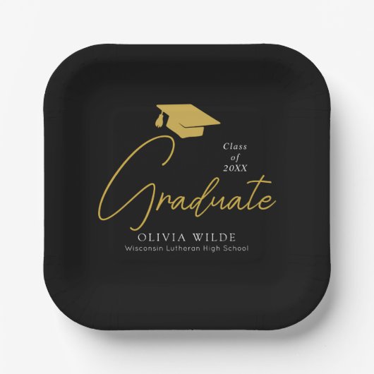 ブラックパーソナライズされたグラードプレート-パーティー準備完了 ペーパープレート (正面)