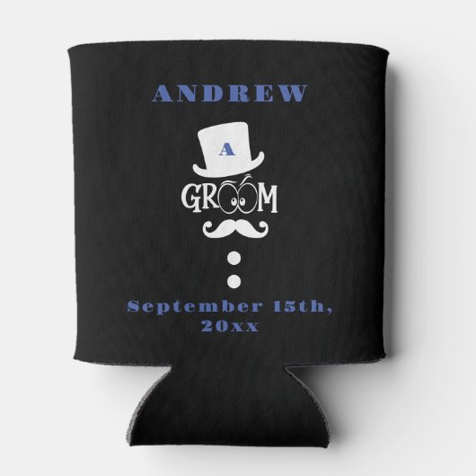 ブラックパーソナライズされたグルームバチェラーカジノウィークエンド 缶クーラー (裏面)