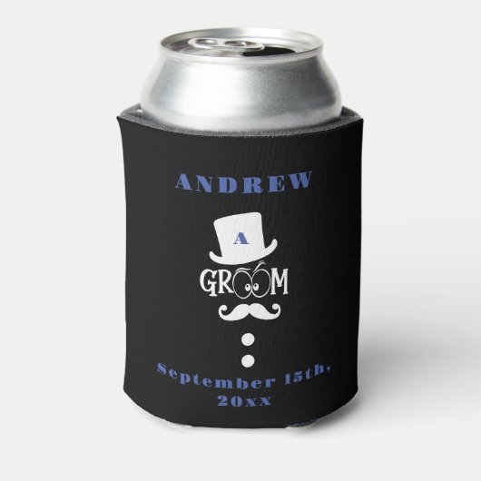 ブラックパーソナライズされたグルームバチェラーカジノウィークエンド 缶クーラー (缶裏面)