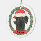 ブラックパーソナライズされたグレート・ダン セラミックオーナメント (左)