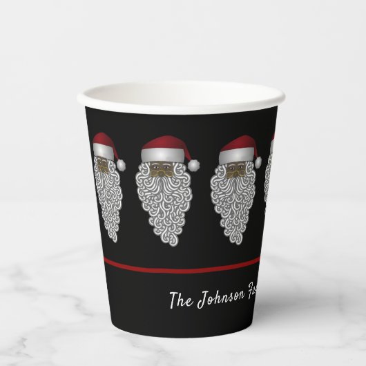ブラックパーソナライズされたサンタクリスマスパーティー 紙コップ (正面)