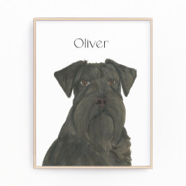 ブラックパーソナライズされたシュナウザーアート フォトプリント           