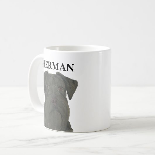 ブラックパーソナライズされたシュナウザー コーヒーマグカップ (正面左)