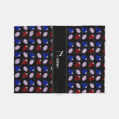 ブラックパーソナライズされたジャーシーズのラグビーボール フリースブランケット (正面(横))