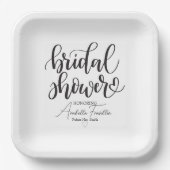 ブラックパーソナライズされたズ結婚ブライダルシャワーホワイト ペーパープレート (正面)