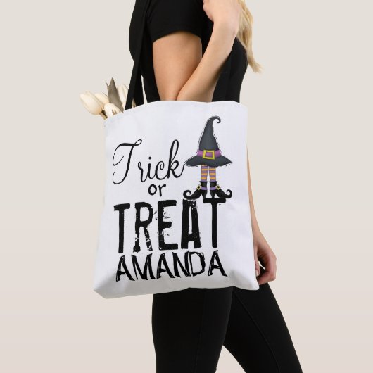 ブラックパーソナライズされたタイポグラフィウィムシー魔女 トートバッグ (クローズアップ)