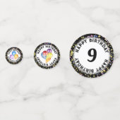 ブラックパーソナライズされたチャイルドの誕生日カスタム写真 コンフェッティ (裏面)