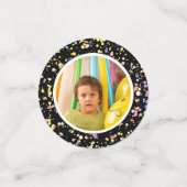 ブラックパーソナライズされたチャイルドの誕生日カスタム写真 コンフェッティ (スモール正面)