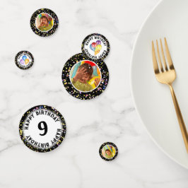 ブラックパーソナライズされたチャイルドの誕生日カスタム写真 コンフェッティ