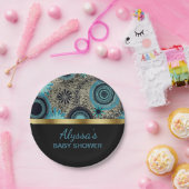 ブラックパーソナライズされたティール(緑がかった色)金ゴールドベビーシャワー ペーパープレート (パーティー)