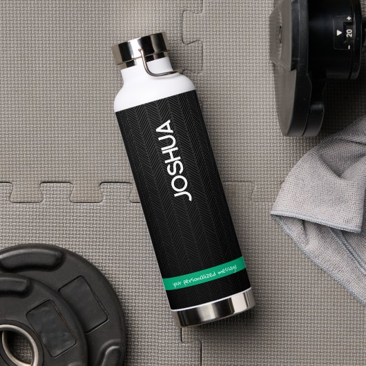 ブラックパーソナライズされたネームモダンサーマルタンブラー ウォーターボトル (ジム (回転後))