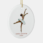 ブラックパーソナライズされたバレリーナ小さな女の子ダンサー セラミックオーナメント (右)