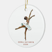 ブラックパーソナライズされたバレリーナ小さな女の子ダンサー セラミックオーナメント (左)